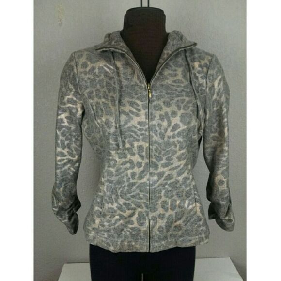 LAL Live a Little Cheetah Print Zip Up Jacket M - Picture 2 of 11
